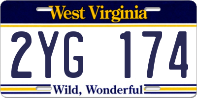 WV license plate 2YG174