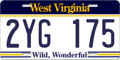 WV license plate 2YG175