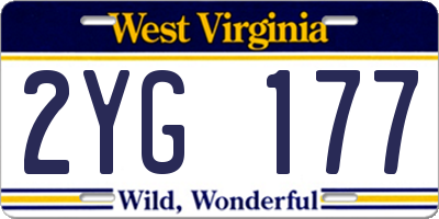WV license plate 2YG177
