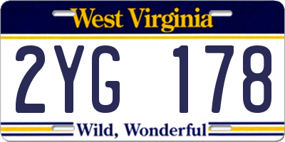 WV license plate 2YG178