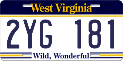 WV license plate 2YG181