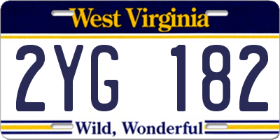 WV license plate 2YG182