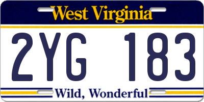 WV license plate 2YG183