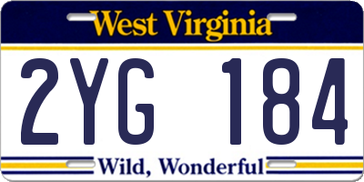 WV license plate 2YG184