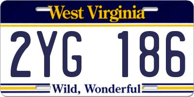 WV license plate 2YG186