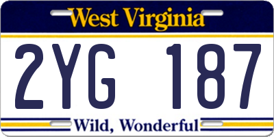 WV license plate 2YG187