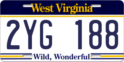 WV license plate 2YG188