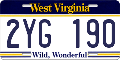 WV license plate 2YG190