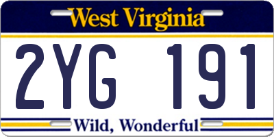 WV license plate 2YG191
