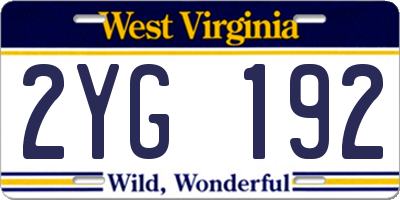 WV license plate 2YG192