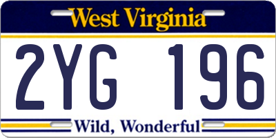 WV license plate 2YG196