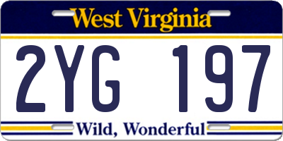 WV license plate 2YG197
