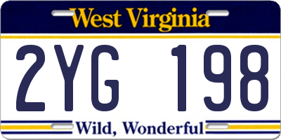 WV license plate 2YG198