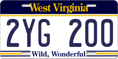 WV license plate 2YG200