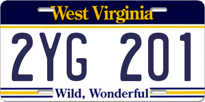 WV license plate 2YG201
