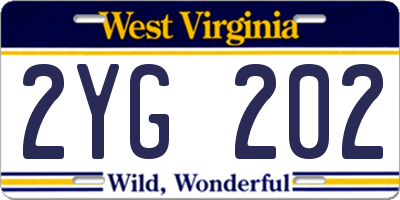 WV license plate 2YG202