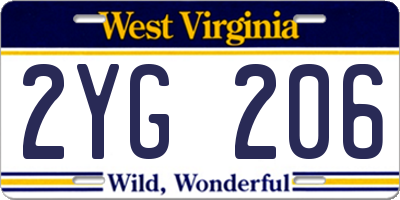 WV license plate 2YG206