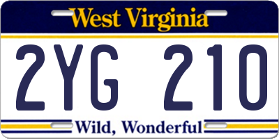 WV license plate 2YG210