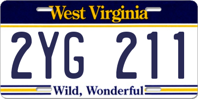WV license plate 2YG211