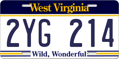 WV license plate 2YG214