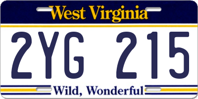 WV license plate 2YG215