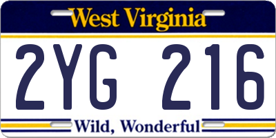 WV license plate 2YG216