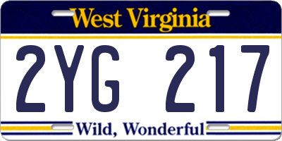 WV license plate 2YG217