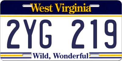WV license plate 2YG219