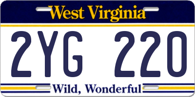WV license plate 2YG220