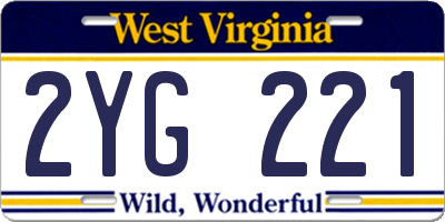 WV license plate 2YG221