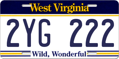 WV license plate 2YG222