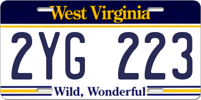 WV license plate 2YG223