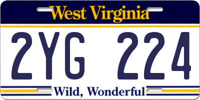 WV license plate 2YG224