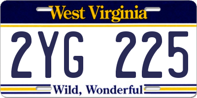 WV license plate 2YG225