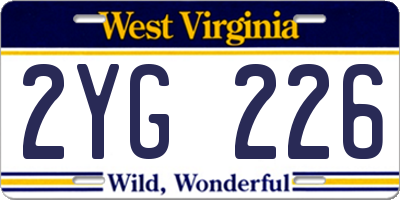 WV license plate 2YG226