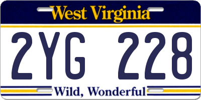 WV license plate 2YG228