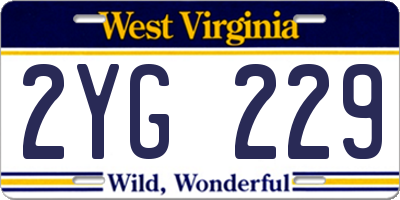 WV license plate 2YG229
