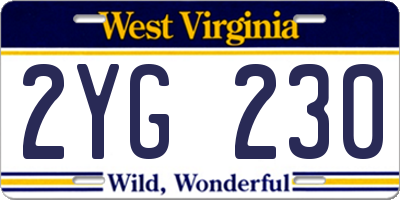 WV license plate 2YG230