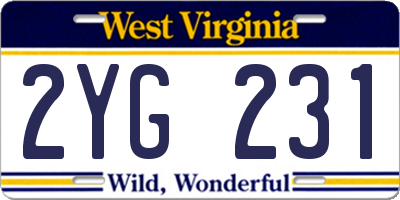 WV license plate 2YG231