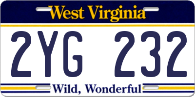 WV license plate 2YG232