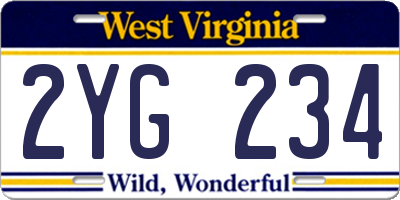 WV license plate 2YG234