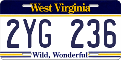 WV license plate 2YG236