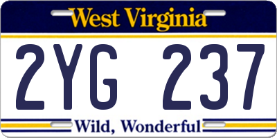 WV license plate 2YG237