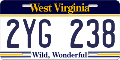 WV license plate 2YG238