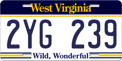 WV license plate 2YG239
