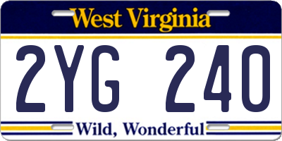 WV license plate 2YG240