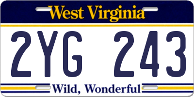 WV license plate 2YG243