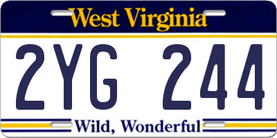 WV license plate 2YG244