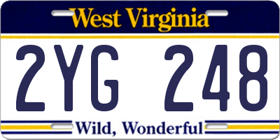 WV license plate 2YG248