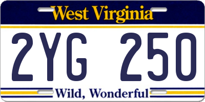 WV license plate 2YG250